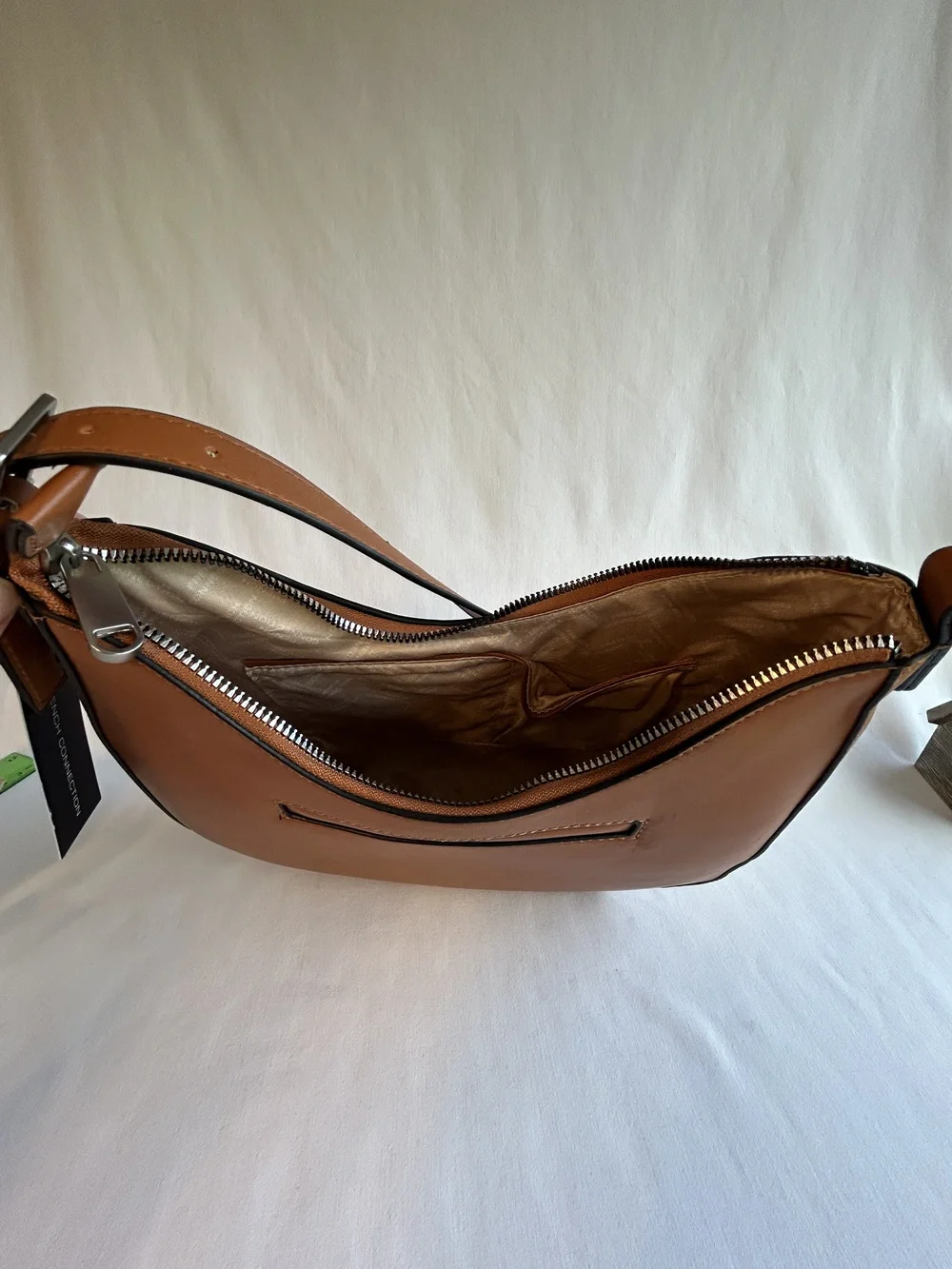 French Connection Shoulder Bag Womens Honey Bronze Elena Moon Shape Studded New